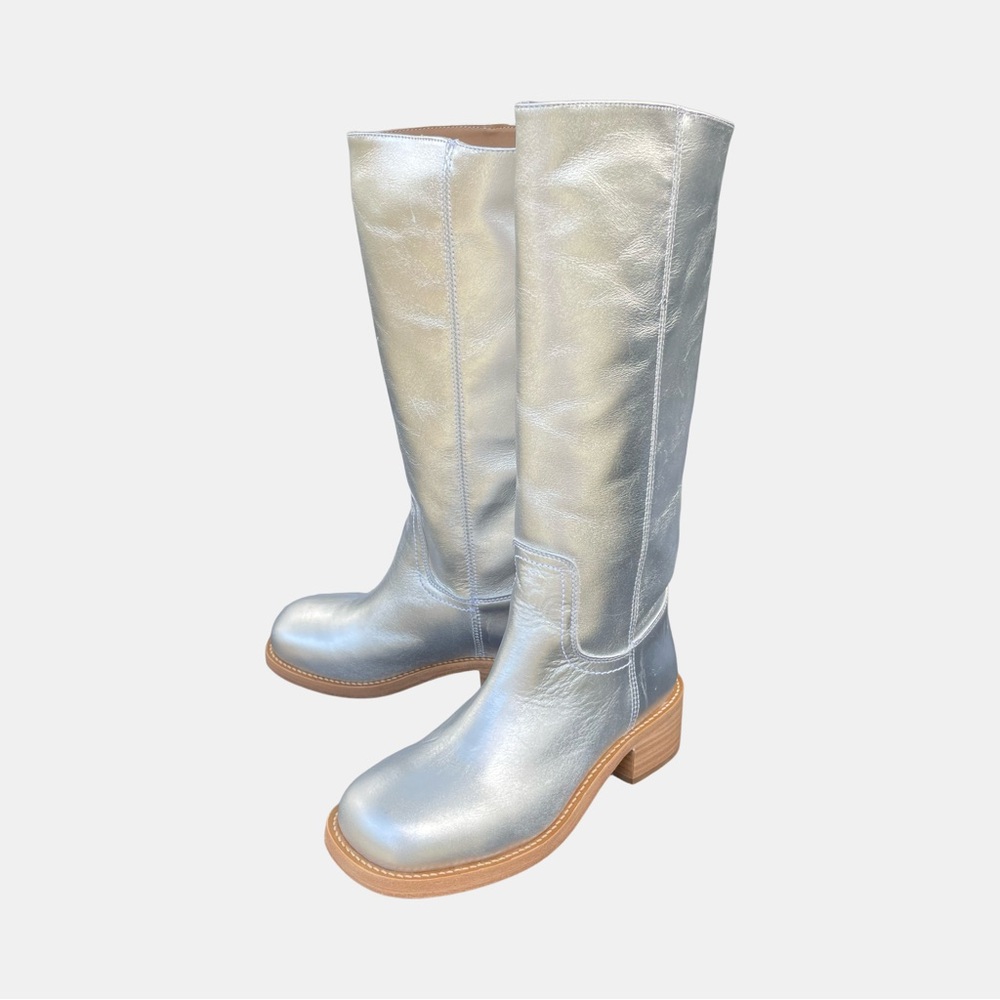 Steve Madden Riggs Knee High Silver Leather Boots Womens 7 M Nordstrom